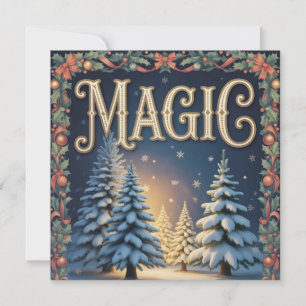 Tipografía Mágica de Navidad con Pinos Nevados
