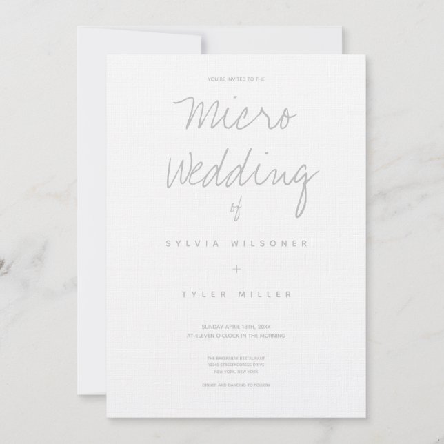 Tipografía microBoda gris blanco mínima (Anverso)