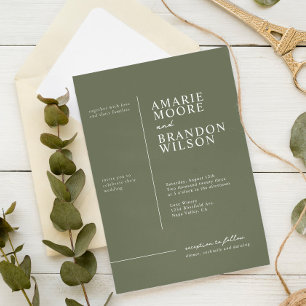 Tipografía mínima Invitación a la boda verde sabia