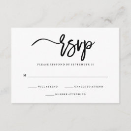 Tipografía minimalista en blanco y negro RSVP