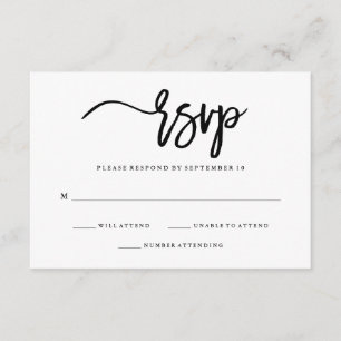 Tipografía minimalista en blanco y negro RSVP