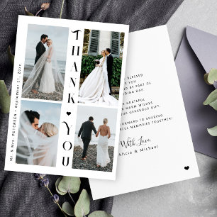Tipografía moderna 4 foto boda tarjeta de agradeci