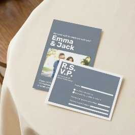 Tipografía moderna Boda RSVP negrita azul