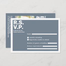 Tipografía moderna Boda RSVP negrita azul