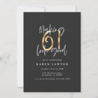 Tipografía moderna de 61 años de color negro y oro