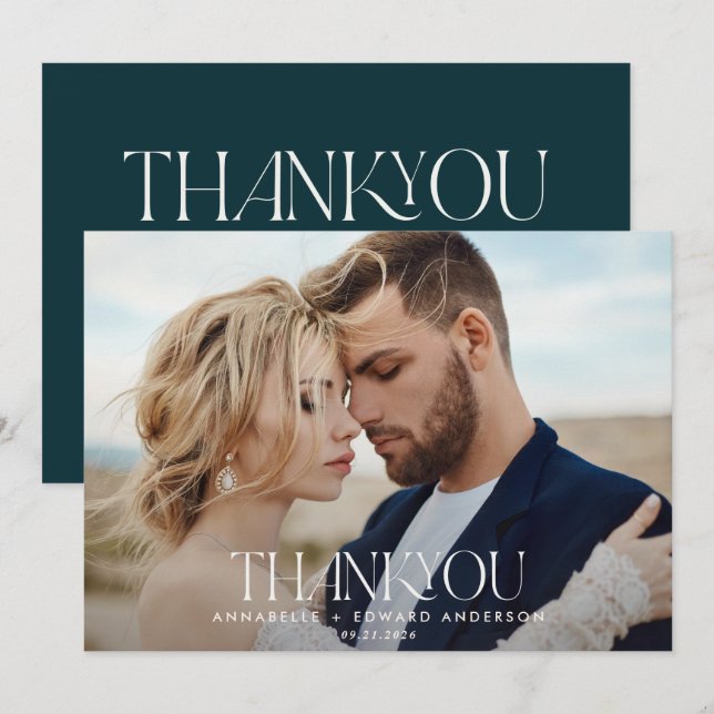 Tipografía moderna de agradecimiento de boda de 1  (Anverso / Reverso)