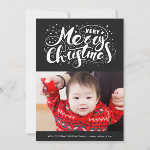 Tipografía moderna de Navidad muy alegre en negro