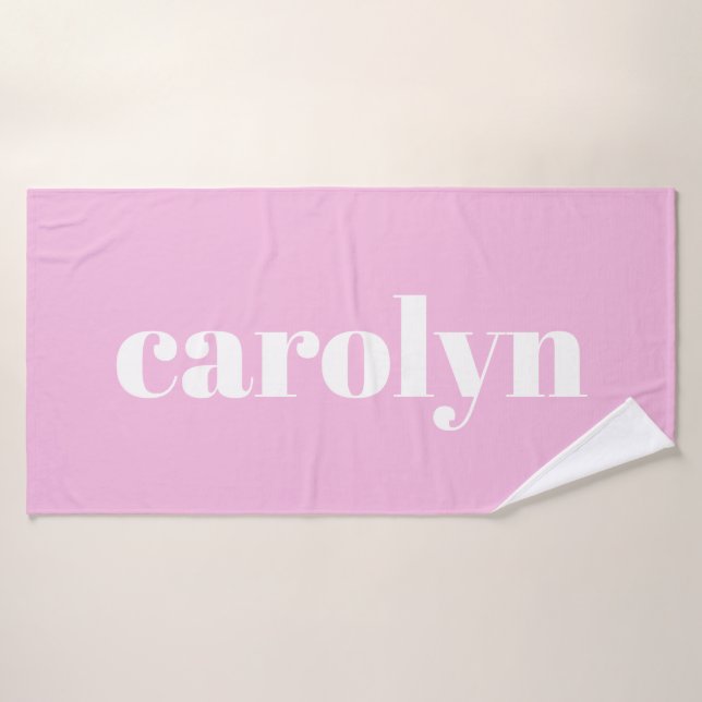 Tipografía moderna en rosa nombre personalizado   (Toalla de baño)
