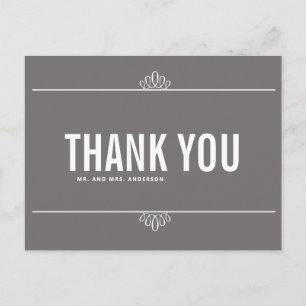 Tipografía moderna gris blanco gracias a postal