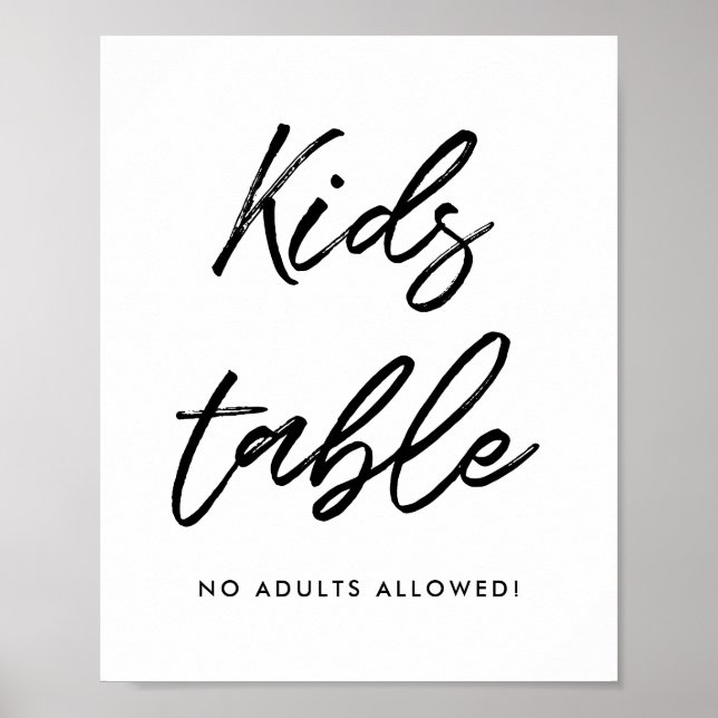 Tipografía moderna Señal de boda de mesa para niño (Frente)
