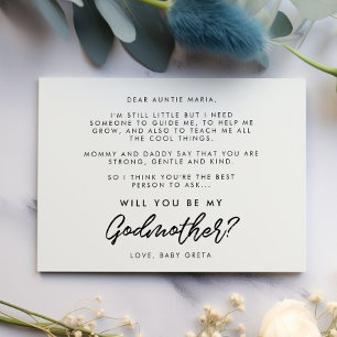 Tipografía moderna ¿Serás mi tarjeta de padrina?
