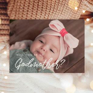 Tipografía moderna ¿Serás mi tarjeta de padrina?