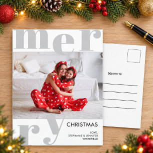 Tipografía Negrita Moderna Gris Foto Feliz Navidad