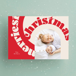 Tipografía Negrita Moderna Roja Tarjeta de Navidad