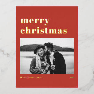 Tipografía Negrita Retro Tarjeta de Navidad Foto R