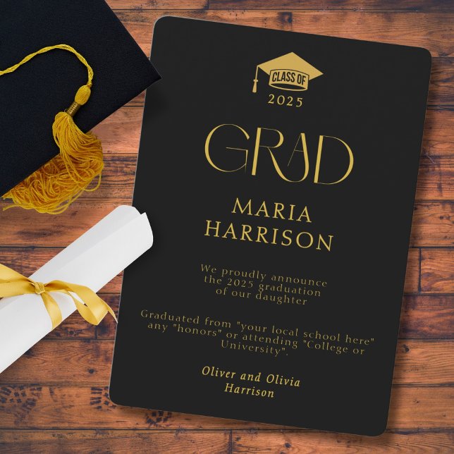 Tipografía: negro y oro sin Invitación fotográfica (Subido por el creador)