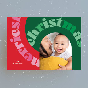 Tipografía ovalada roja verde negrita Navidad una 