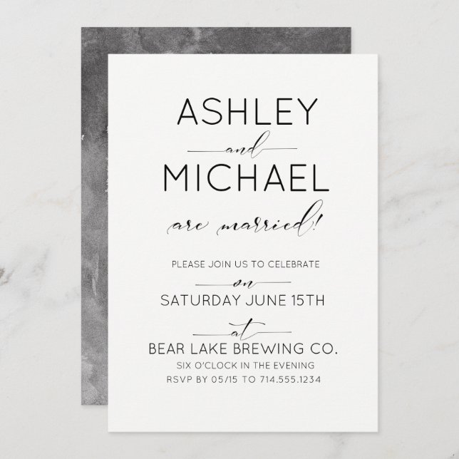 Tipografía Recién Casados Invitación a la Boda (Anverso / Reverso)