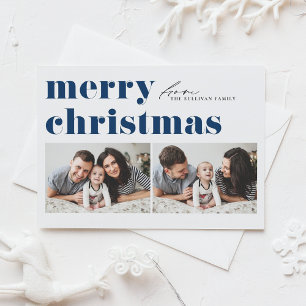 Tipografía Retro Azul Feliz Navidad Dos Fotografía