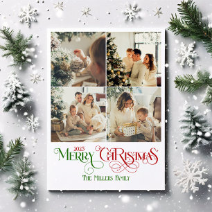 Tipografía retro de la Feliz Navidad de collage de