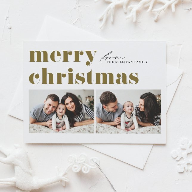 Tipografía retro dorada Feliz Navidad Dos fotos (Subido por el creador)