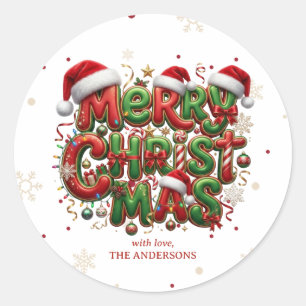 Tipografía Retro Feliz Navidad Familias Pegatinas