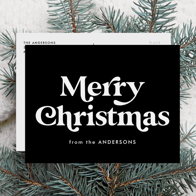 Tipografía Retro Negra Feliz Navidad Tarjeta sin F (Subido por el creador)
