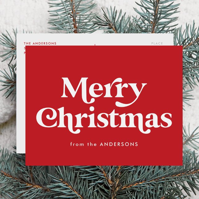 Tipografía Retro Rojo Feliz Navidad Tarjeta sin Fo (Subido por el creador)