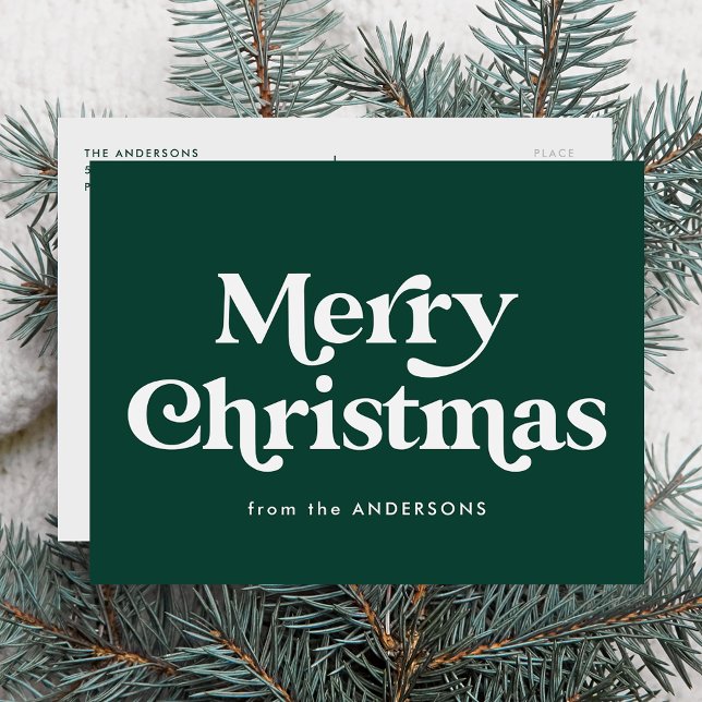 Tipografía Retro Verde Feliz Navidad Tarjeta sin F (Subido por el creador)