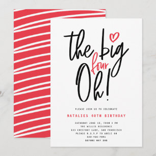 tipografía roja moderna fiesta de 40 años