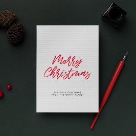Tipografía roja moderna Tarjeta navideña Feliz