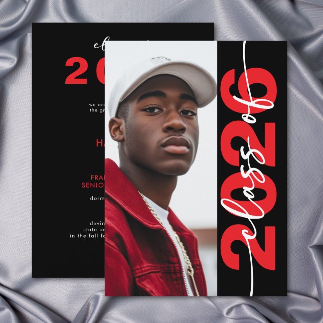 Tipografía Roja Moderna y Negrita para Anuncio de  (Modern Bold Red Typography Grad Announcement)