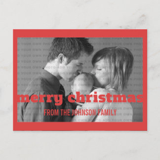 Tipografía roja, tarjeta postal de fotos navideñas
