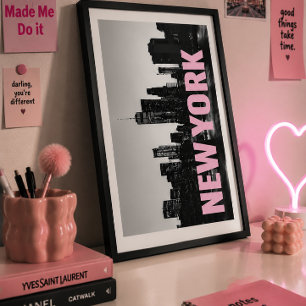 Tipografía Rosa Arte de Pared de NYC Paisaje Urban