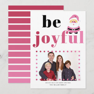 Tipografía rosada Be Joyful, foto de Santa Navidad