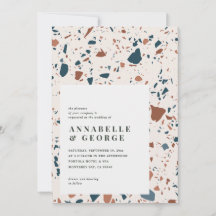 Tipografía rústica de terrazo teracotta azul moder