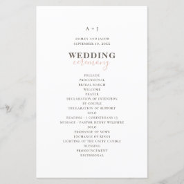 Tipografía simple moderna. Programa de boda elegan