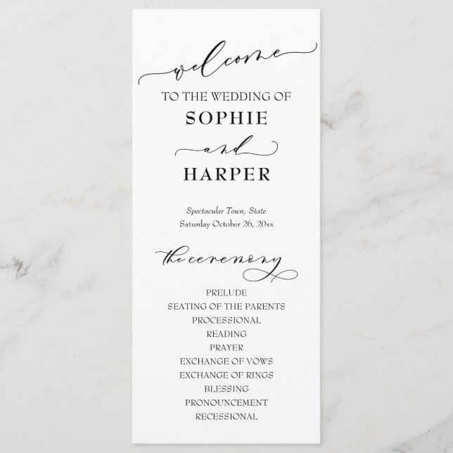 Tipografía Simple, Programa Elegante en Blanco y N (Anverso)