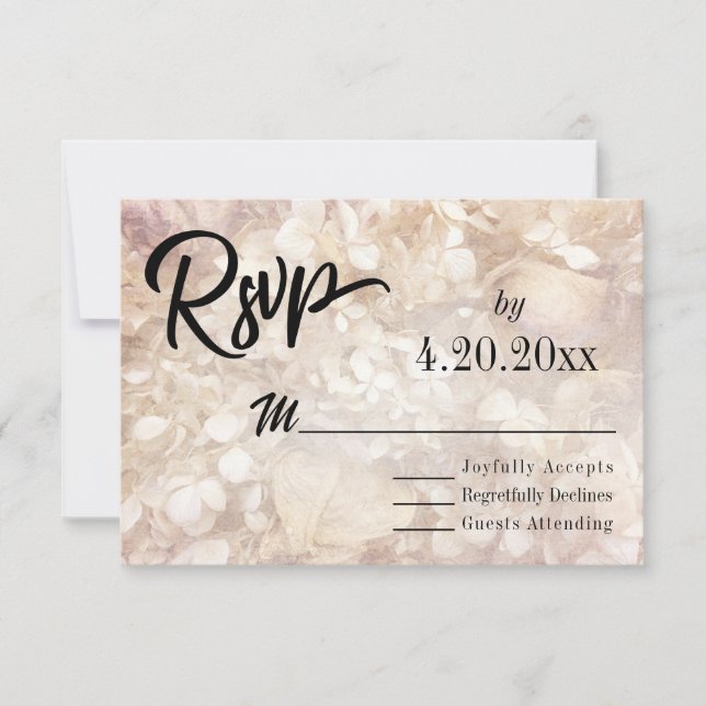 Tipografía sutil y elegante Boda tipo negro RSVP (Anverso)