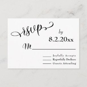 Tipografía sutil y elegante Boda tipo negro RSVP