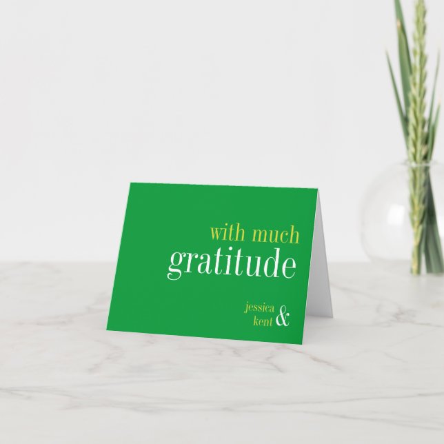 Tipografía verde sólida moderna nota de agradecimi (Anverso)