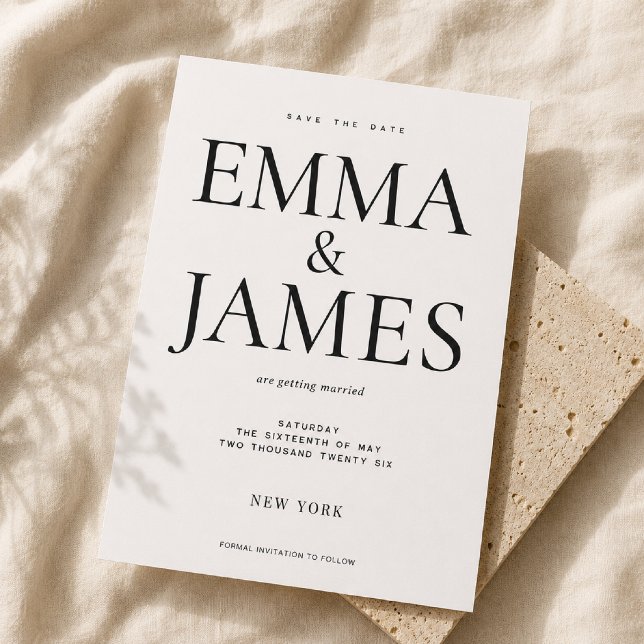 Tipografía vertical editable de lujo para anuncio  (Elegant vertical typography wedding save the date inspired by luxury fashion editorials.)