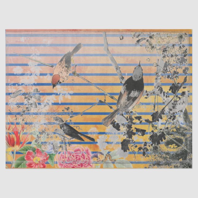 TIRA AMARILLA Y PAPEL JAPONÉS DE TEJIDO DE AVES (Anverso)