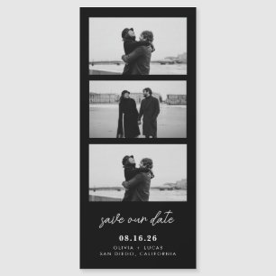 Tira de Foto Negra Magnética Save The Date de Boda