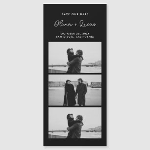 Tira de Fotos de Guión Romántico Imán Negro Boda