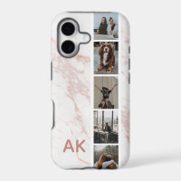 Tira de fotos mármol rosa iniciales personalizadas