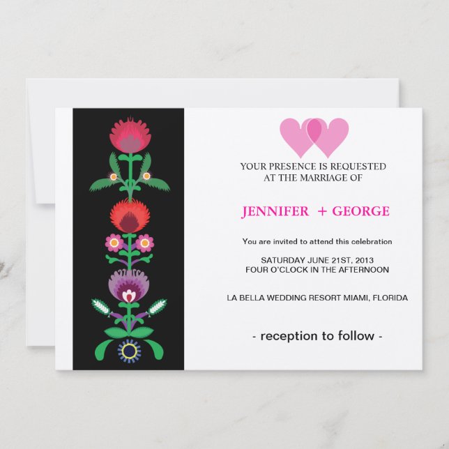 Tira decorativa floral polaca, invitación (Anverso)