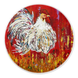 Tira del pomo de cerámica de pollo gallo