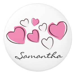 Tira o pomo de cerámica rosa y blanca