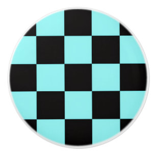 Tirador cerámico de cuadros de Aqua y Negro
